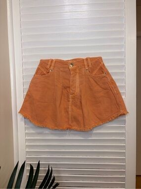 Pilcro by Anthropology Orange Denim Flowy Mini Skirt Size 00P